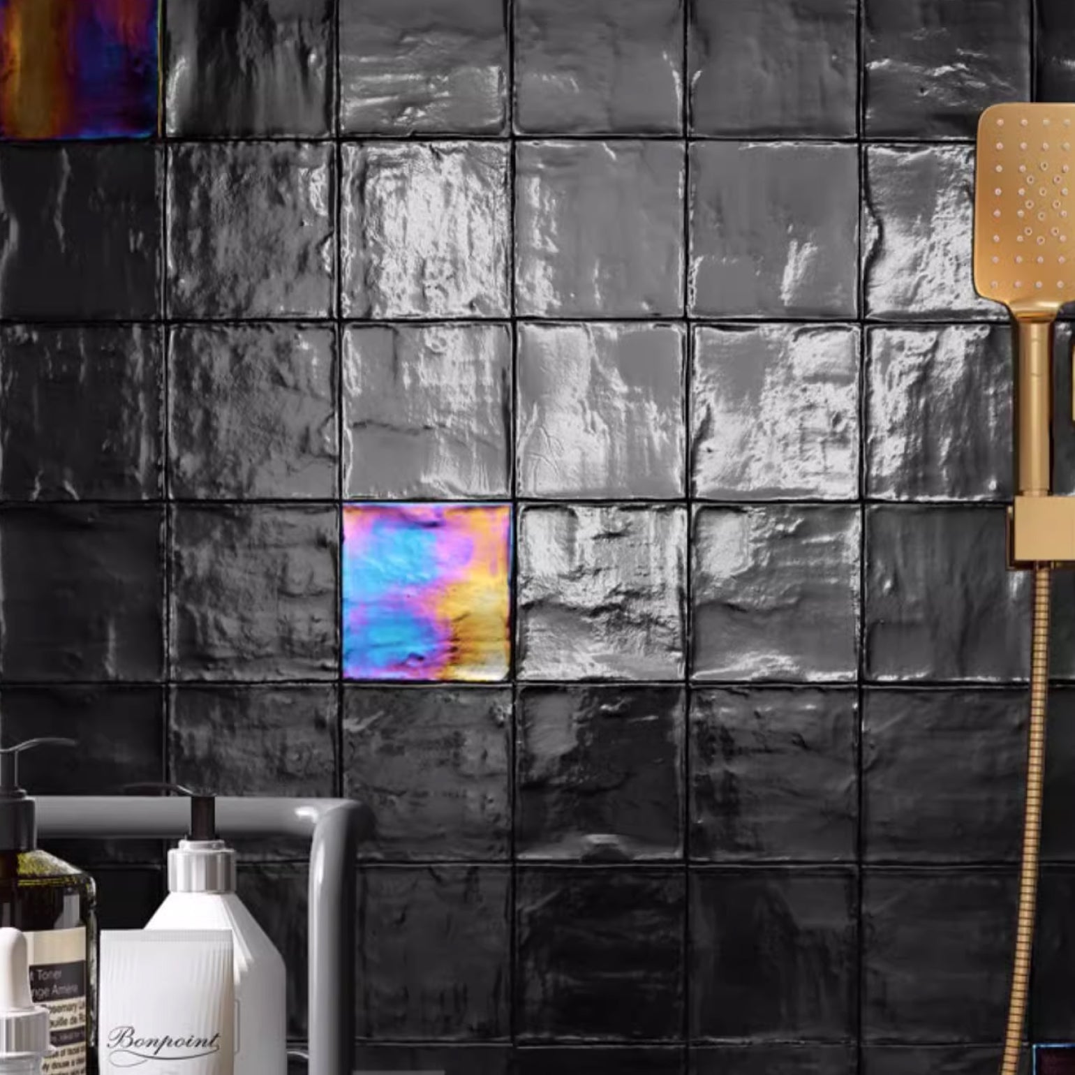 Black Rainbow Glazed Tile